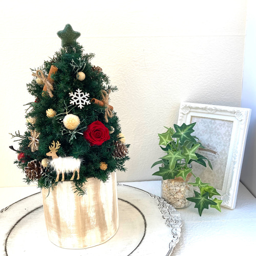 超早割クリスマス2025 プリザーブドドライフラワークリスマスツリー