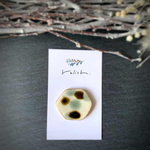 やちむん 風 金継ぎ ライン 陶器 ポニーフック ヘアゴム ブローチ ヘア