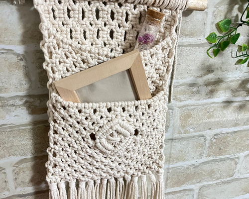 NO.393『マクラメ編み・ウォールポケット』 MACRAME MAKING ] 郵便物の一時保管やフルーツを入れるのに