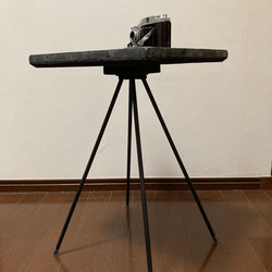 リビングテーブル・アイアンサイドテーブル　スプートニク　モルタル天板・カフェテーブル・鉄脚 7枚目の画像