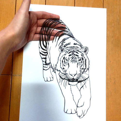 切り絵 虎 切り絵 earstle 通販 14704758｜Creema(クリーマ