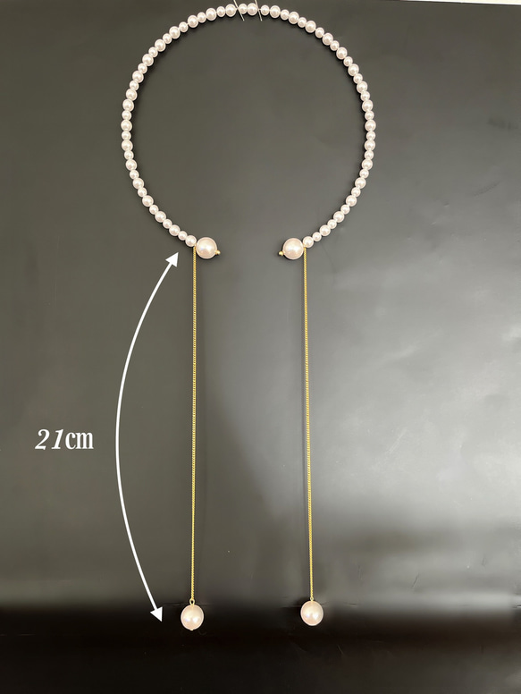 Pearl choker long necklace style1 4枚目の画像