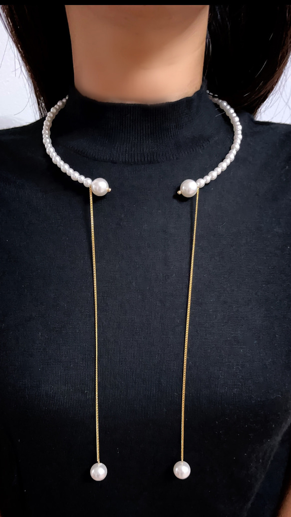 Pearl choker long necklace style1 3枚目の画像