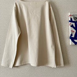 エーゲ海コットン使用の空紡度詰天竺ボートネック長袖Tシャツ 9枚目の画像