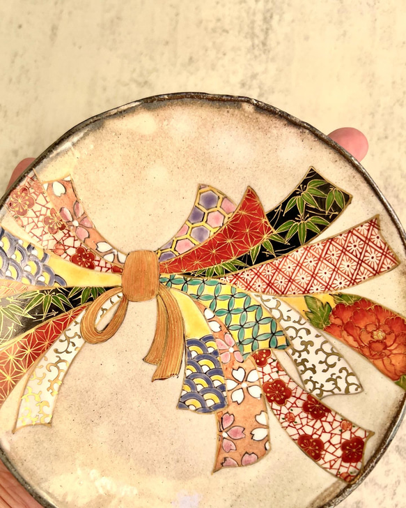 【Creema限定】清水焼　手描き小皿　束熨斗　 5枚目の画像