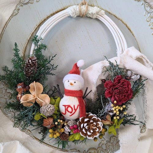 ドライフラワーいっぱいのクリスマスリース インテリア 玄関 リース