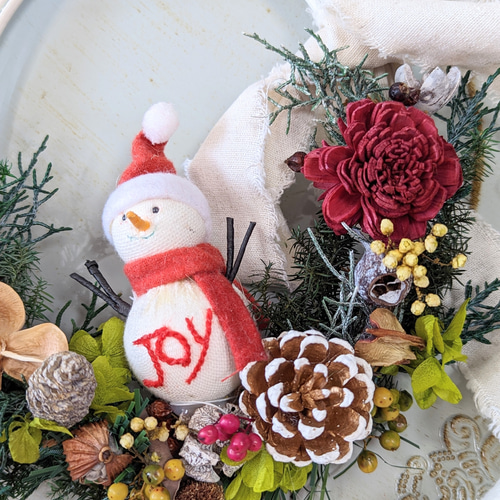 ドライフラワーいっぱいのクリスマスリース インテリア 玄関 リース