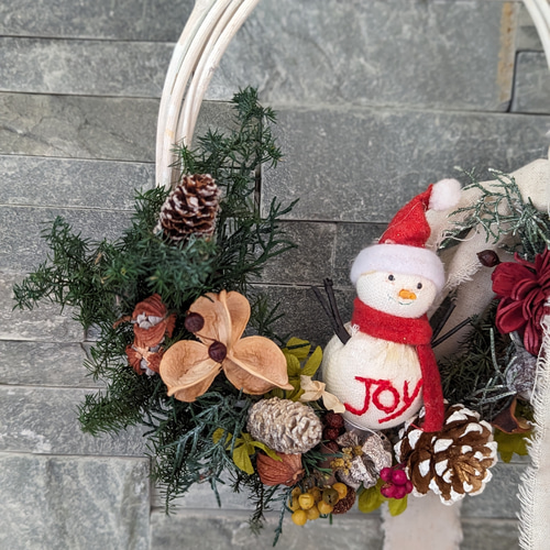 ドライフラワーいっぱいのクリスマスリース インテリア 玄関 リース