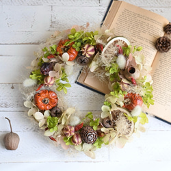 秋の実もの&木の実のリース＊スモークツリー＊23センチ リース Secret