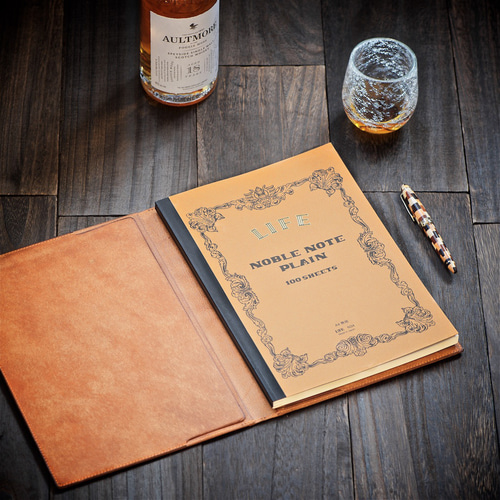 【ちよぴー様オーダー品】A4ノートカバー ダークグリーン オレンジキャメル ちよぴー様オーダー品】A4ノートカバー ダークグリーン オレンジ