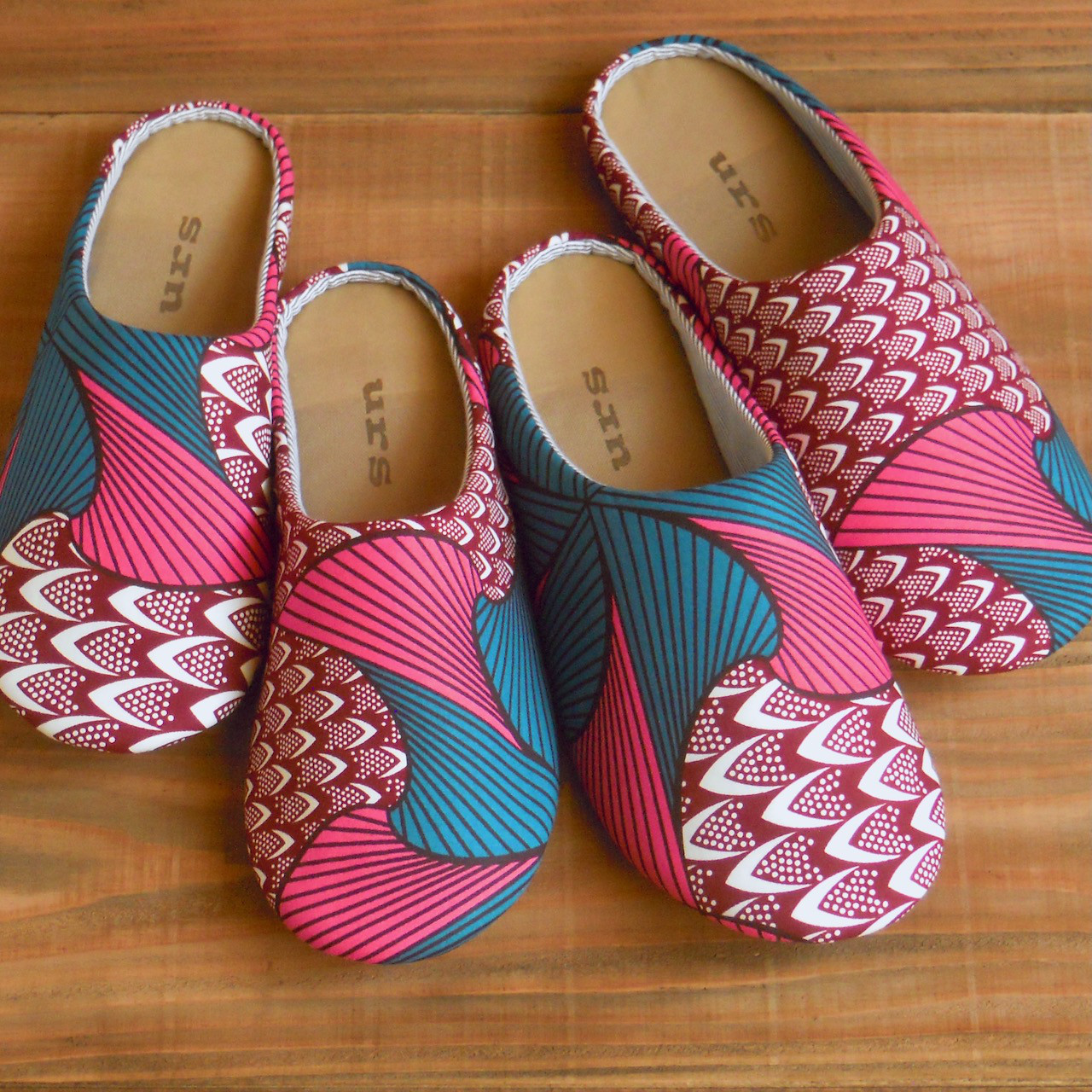 アフリカンピンクP／ルームシューズ　丈夫ですべらない、オールシーズンOKな洗える室内履き（スリッパ）