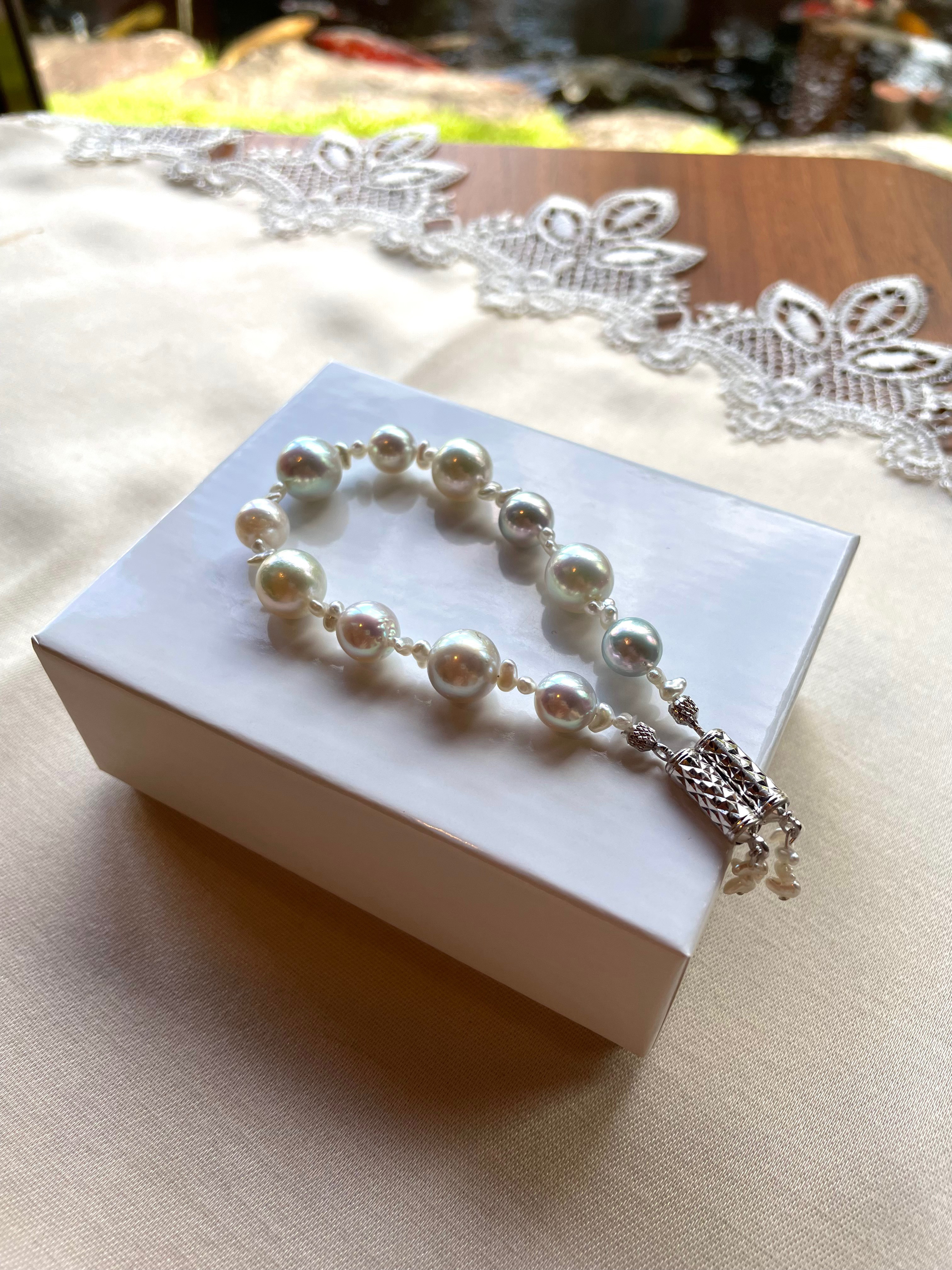 最短・翌日出荷 日本産あこや真珠 無調色ナチュラルブルー10.5mm