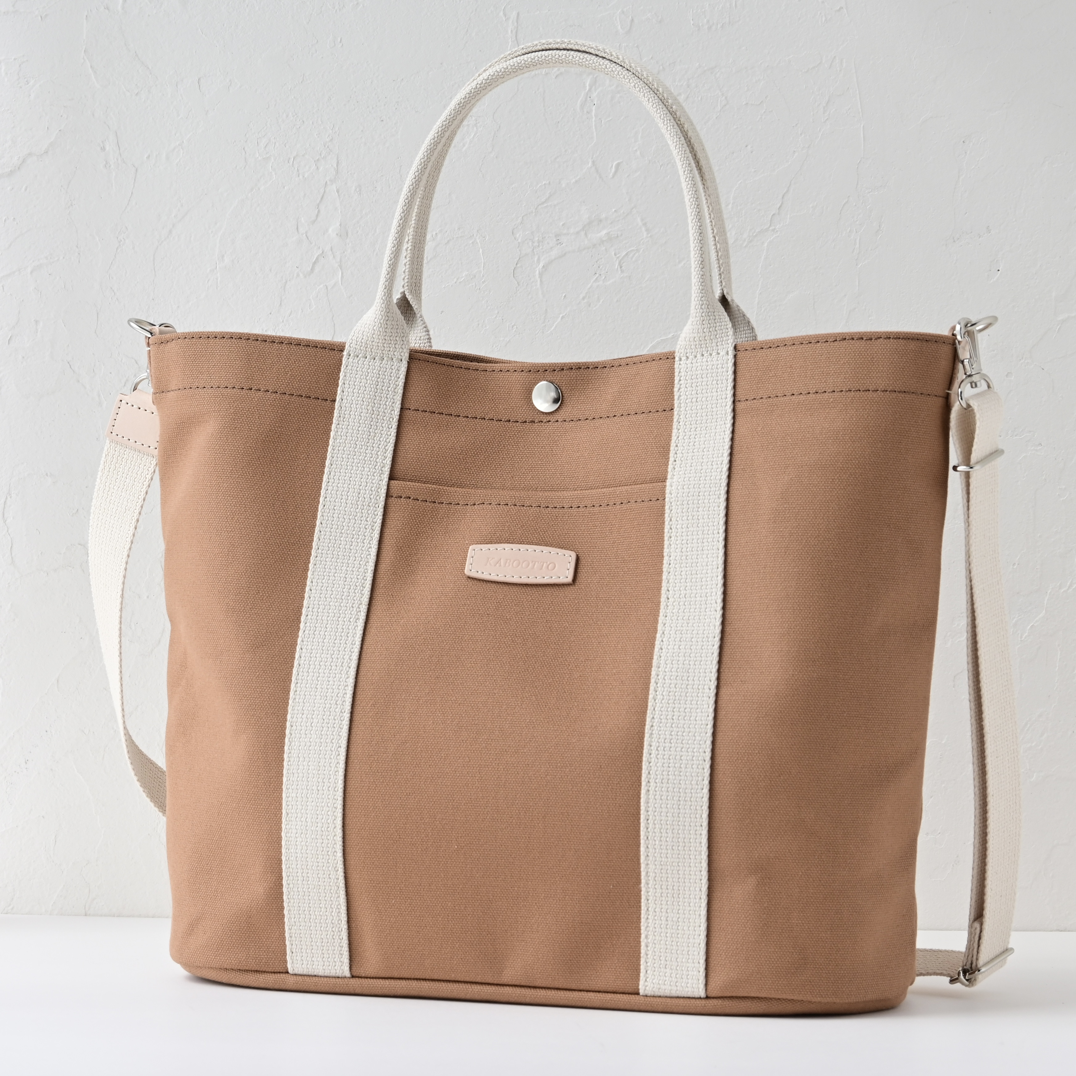 A4サイズ/筒状ポケットでボトルや傘が倒れず便利！ 嬉しい2wayのトート#マロン