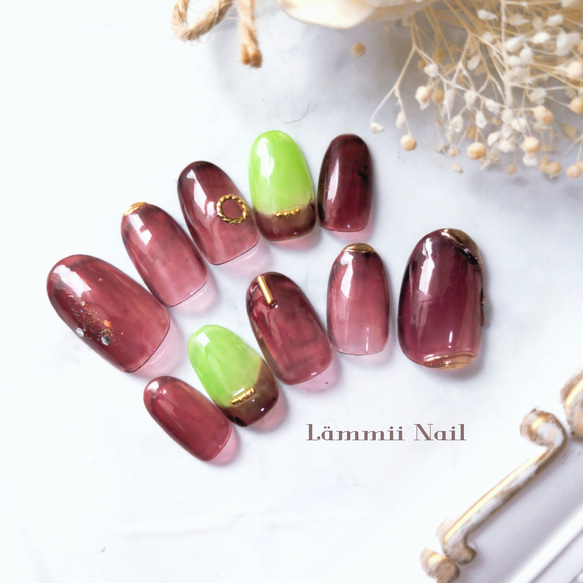 ぶどうネイル デラウェアネイル グレープネイル 秋ネイル ネイル