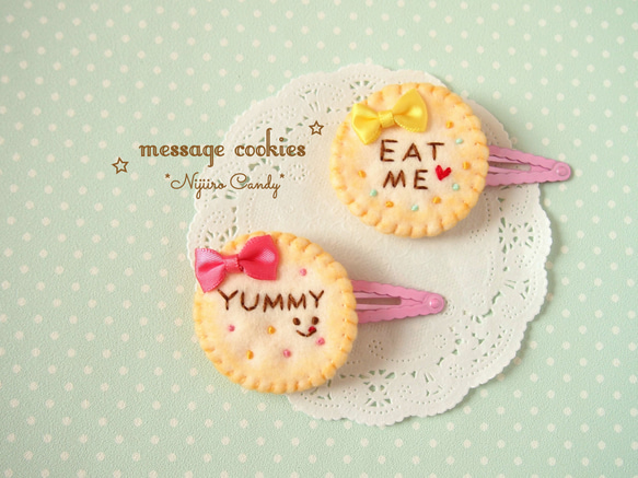 幸せメッセージクッキーのヘアピン・ヘアクリップ♡ベビー・キッズ♡赤ちゃん・こども♡カラフル♡プレゼント 2枚目の画像