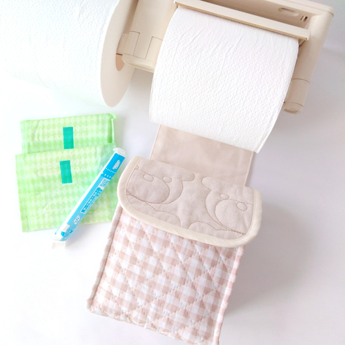 F★☆様 トイレットペーパー入れ&ナプキン入れ完成品 ナプキンが取りやすい♡トイレットペーパーホルダーに取り付けられる