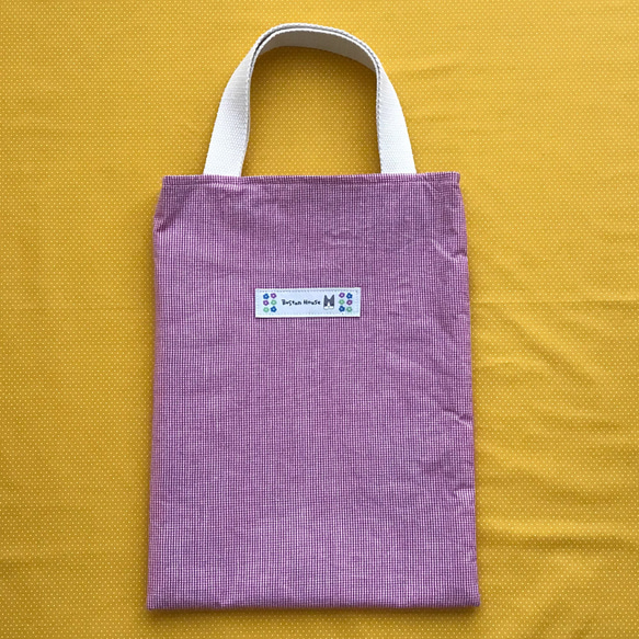 手頃な縦型手さげバッグ「ボストンテリア柄 紫」 4枚目の画像