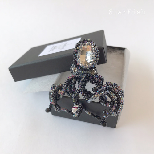 タコ】蛸 Octopus ビーズ刺繍 ブローチ(D13) ブローチ StarFish