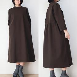 【限1件】冬裝拉絨棉❣️圓領立領連衣裙（送/深棕色） 第6張的照片