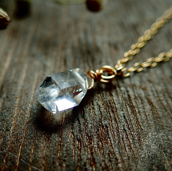 ハーキマーダイヤモンドの14kgfネックレス 1枚目の画像