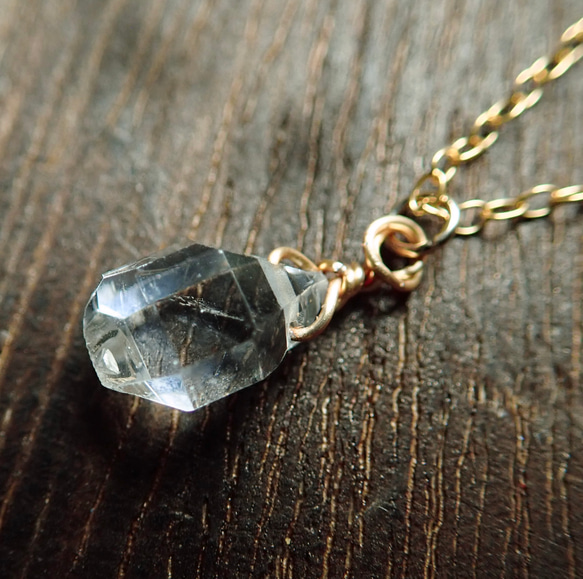 ハーキマーダイヤモンドの14kgfネックレス 3枚目の画像