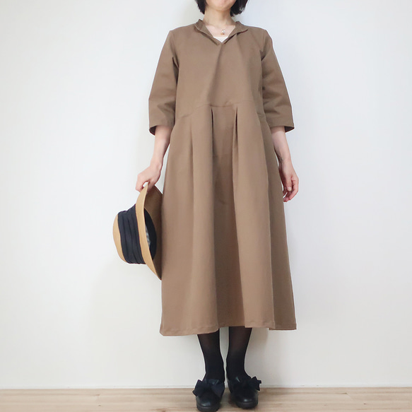 【只限一分】冬季拉毛棉❣️立領連衣裙（免費/淺棕色） 第9張的照片