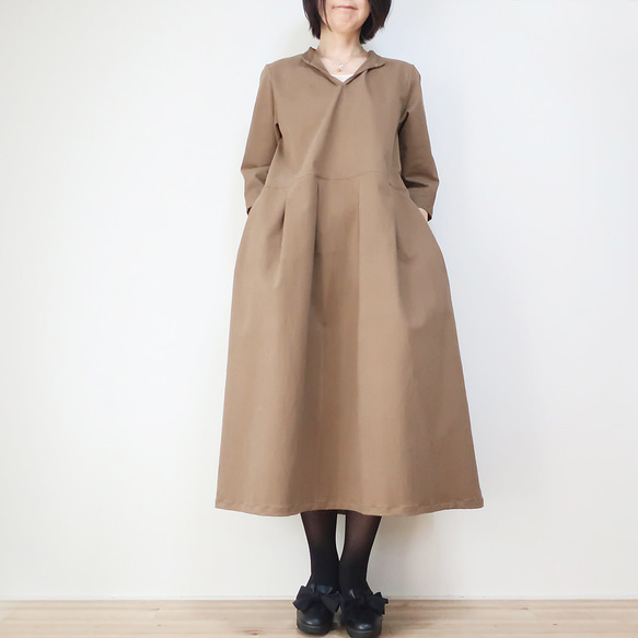 【只限一分】冬季拉毛棉❣️立領連衣裙（免費/淺棕色） 第7張的照片