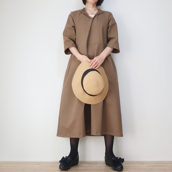 【只限一分】冬季拉毛棉❣️立領連衣裙（免費/淺棕色） 第15張的照片
