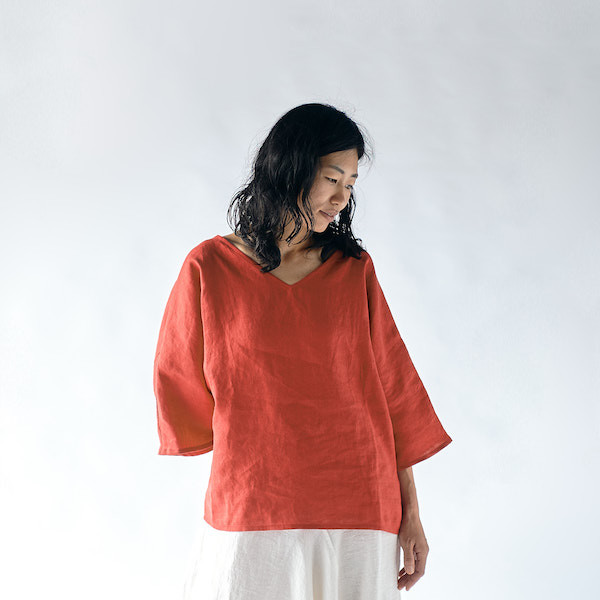 【chubei】上質。フレンチリネン/SUNNY DRY/Vネックプルオーバー 18,150円