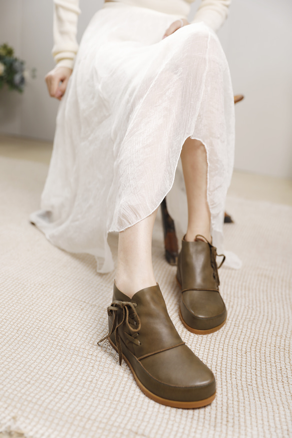 ♥秋冬流行再次上架新品♥女士真皮鞋短靴22cm-25cm #598 第12張的照片