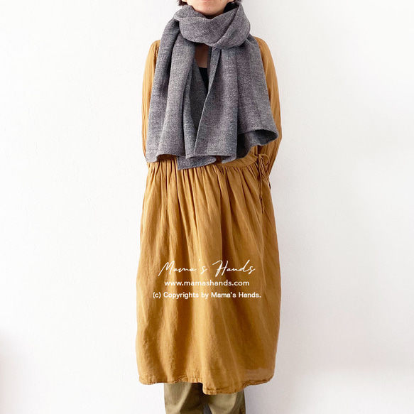 (掲載作品) 大きめ ヘリンボーン 織り ウール グレー 中厚 良品質 秋 冬 ストール ショール 3枚目の画像