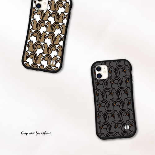 リス スマホケース iPhone16 15 14 13 pro se iface型 グリップ カバー