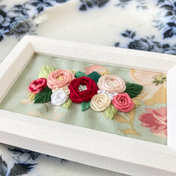 frame  ローズ・ガーデン rose garden刺繍フレーム ファブリックパネル　インテリアパネル 5枚目の画像