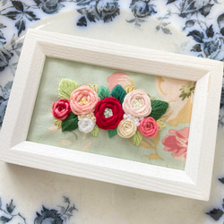 frame  ローズ・ガーデン rose garden刺繍フレーム ファブリックパネル　インテリアパネル 2枚目の画像