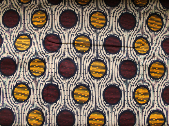 【５０ｃm単位】アフリカ布　ワックスプリント：丸と楕円 [AF08] 1枚目の画像
