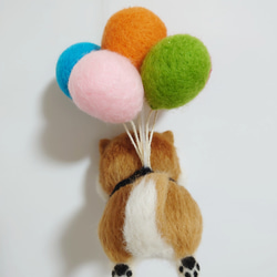 空んぽ柴犬モビール(風船)➀　～Wool Farm～　羊毛フェルト 5枚目の画像