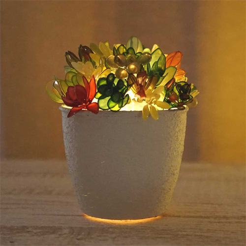 照明☆光るちまちま寄せライト【ディップアート】多肉植物