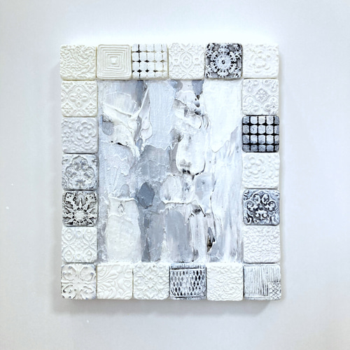 Object-S5 (white & black)」タイルアート テクスチャーアート