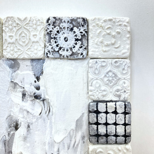 Object-S5 (white & black)」タイルアート テクスチャーアート