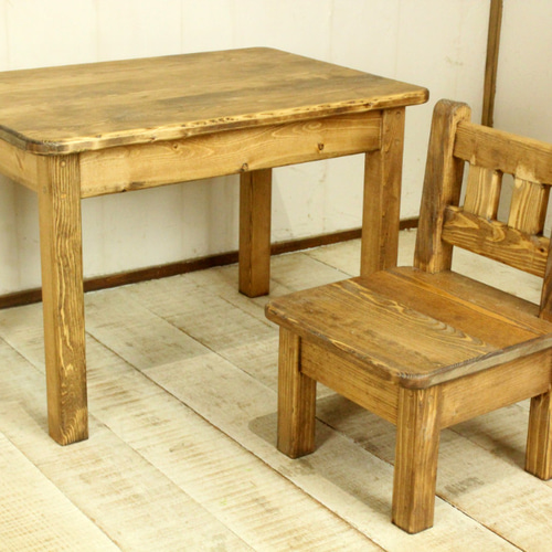 キッズテーブル イスセット アンティークブラウン 食器・家具 putto