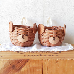 レトロ♡くま♡バスケット♡かご♡レース♡花柄♡テディベア