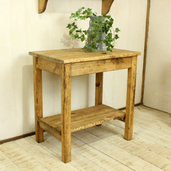 ダメージ加工 アンティーク風サイドテーブルラック エボニー色 棚