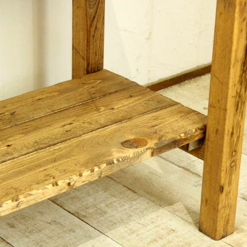 ダメージ加工 アンティーク風サイドテーブルラック 棚・シェルフ