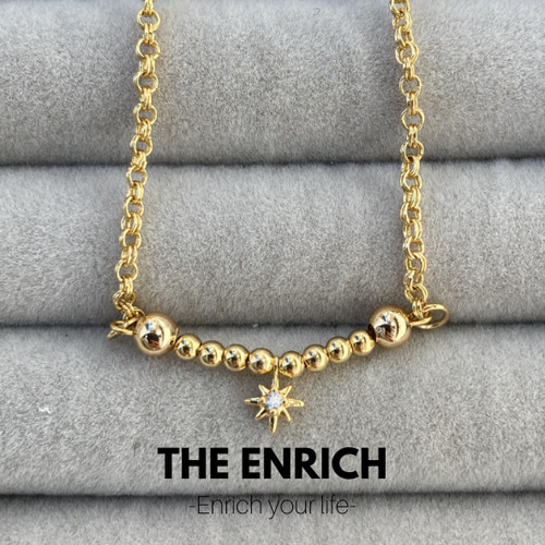 18KGF/金アレ対応】GoldBarクリスタルスター チャーム ネックレス