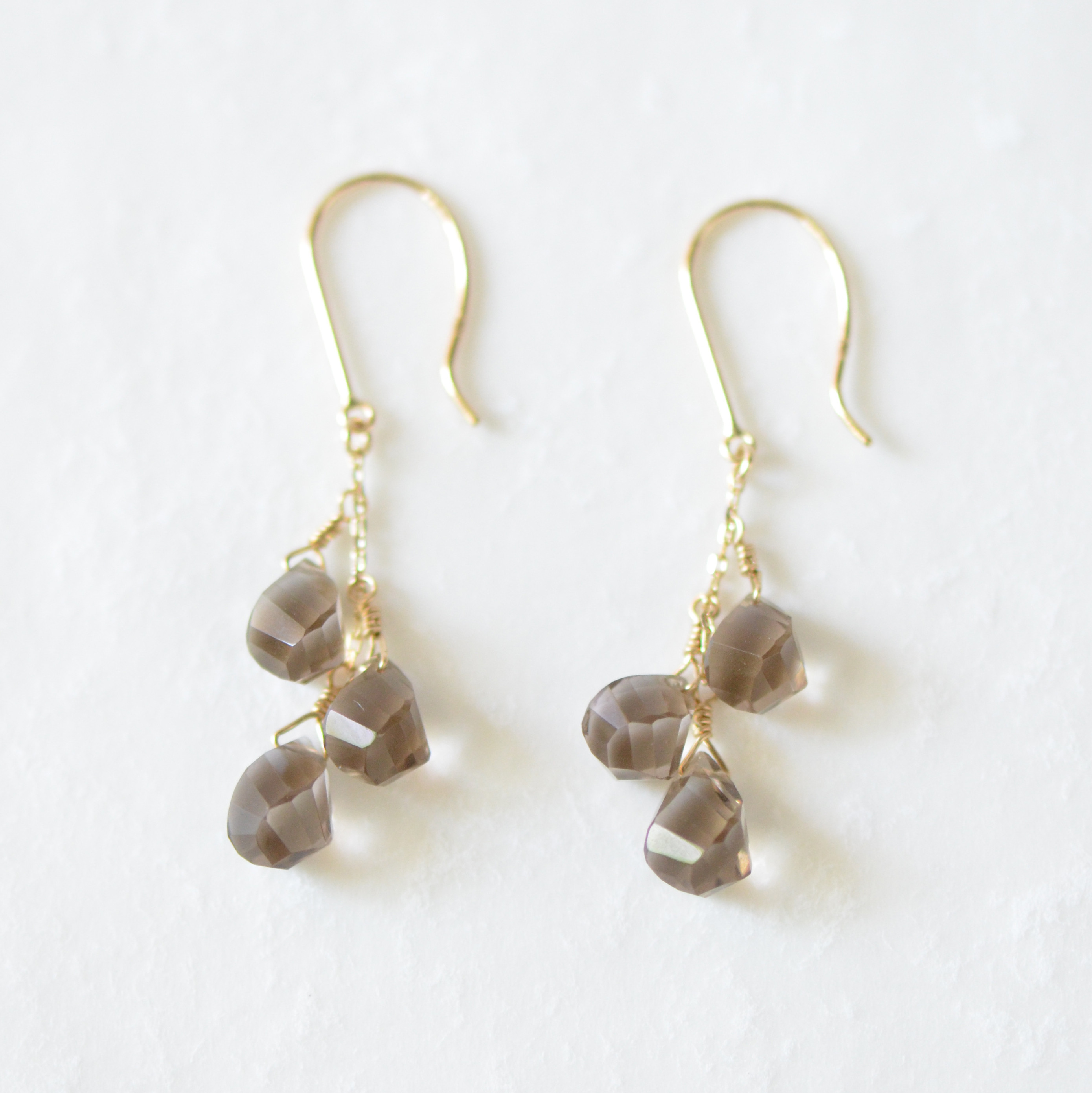 スモーキークォーツのピアス｜K10YG｜SNP-186SQ-F