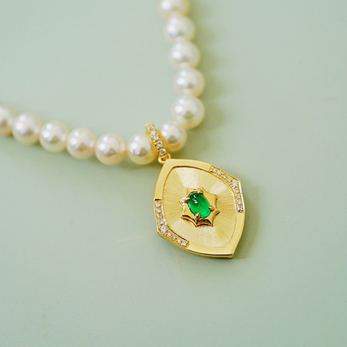 K18 天然エメラルドダイヤモンド春並び無いネックレス