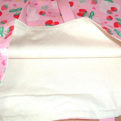 【入園入学】レッスンバッグと巾着袋セット　苺　ハート　レース　女の子　ピンク 3枚目の画像