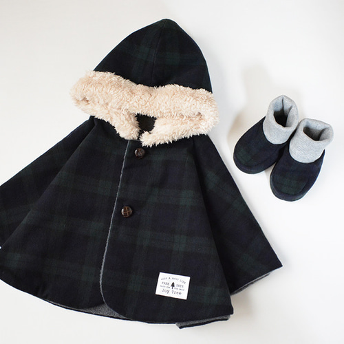 ベビーポンチョ（0～2歳頃まで使える防寒ポンチョ）ブラックウォッチ