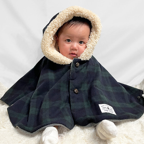 ベビーポンチョ（0～2歳頃まで使える防寒ポンチョ）ブラックウォッチ