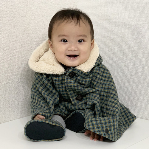 ベビーポンチョ（0～2歳頃まで使える防寒ポンチョ）レトロチェック